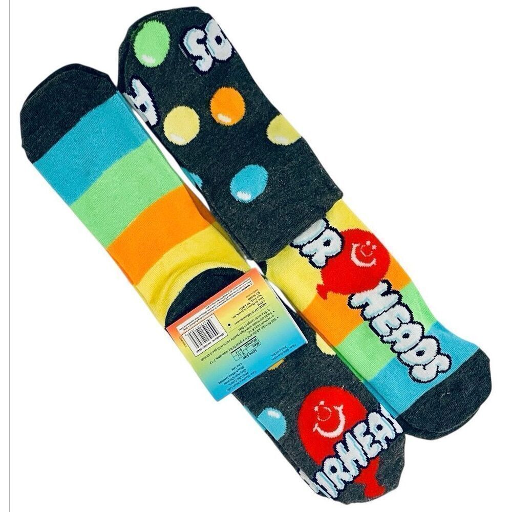 NWT Gorgeous 2 Pack AIRHEADS OS Colorful Ballon’s Rainbow Striped Low Cut Socks